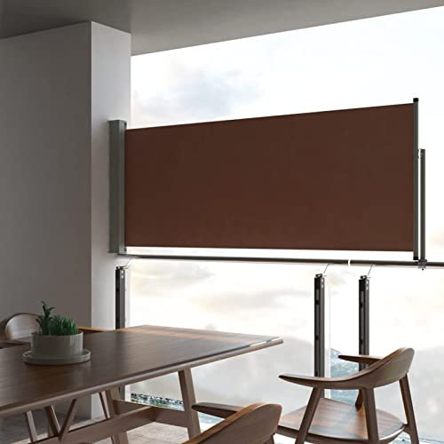 Tidyard Auvent latéral rétractable de Patio 100x300 cm Marron Protection de l'intimité et Vent, Paravent Store latéral, Abri Solaire Extensible Brise Vue pour Extérieur, Balcon, Terrasse-A