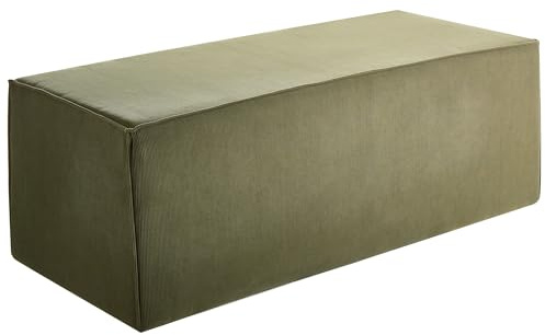 Pouf Cord dunkel grün rechteckig modernes Design Polsterbank Bettbank Bayard