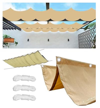 Toldo retráctil ajustable de 4 x 3 m, lona impermeable resistente a los rayos UV para patio, balcón y jardín, cubierta de pérgola enrollable