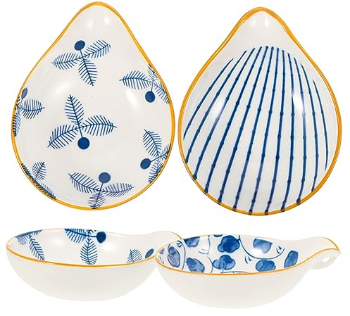 KOCKSHION 4 piezas Soporte para Cucharas de Cerámica Decorativo Multi Funcional para Salsa y Utensilios para Cocina Restaurantes