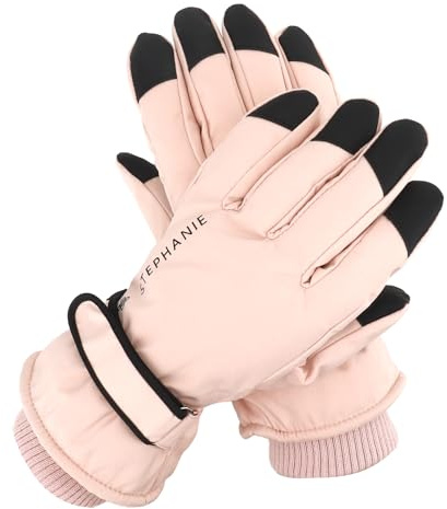 Ski Gloves Women Waterproof Winter Thermal Touchscreen, Snow Gloves Windproof Fleece Lined Snowboard Cycling Bike Use,Pink