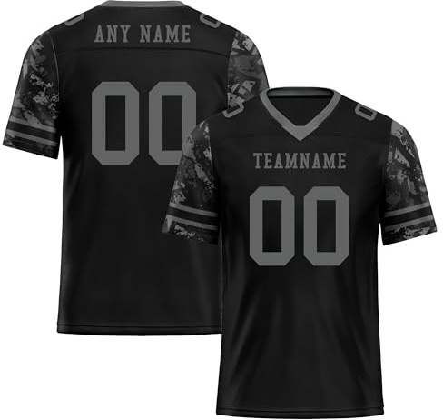 Custom Camo American Football Jersey for Adult Youth, Personalised Name Number Sports Top Training Tee Fans Team Shirt