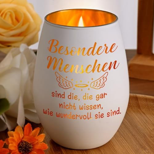 Joymaking Windlichter mit Gravur - Besondere Menschen, Freundin Geschenk, Personalisierte Geschenke für Frauen Weihnachten Geburtstag, Dankeschön Geschenke, Kerzenhalter Weiß