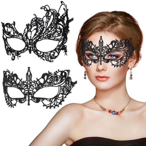 Aomig Spitze Maske, 2PC Venezianische Maske Spitze (A-Elf+Ritter)