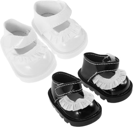 TOYANDONA 2 Par Mini Dockskor med Spetsdetaljer Mini Leksaksskor för Dockkläder Tåliga och Dekorativa Accessoarer för Dockhus och Små Flickor för Rollspel och Samlingar