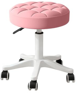 BTFYOU Small PU Leather Round Stool Chair Armless Comfy Rolling Medical Salon Stools with Wheels Height-Adjustable for Tattoo Salon Work Home, Office Chair