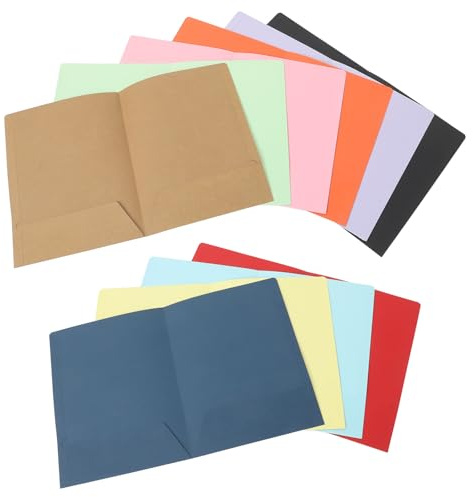Lurrose Lot de 10 Dossiers en Papier Épais A4 avec Double Poche, Dossiers à Poches Colorés Multifonctions pour Classement de Documents, Organisateur de Fichiers pour Bureau, École
