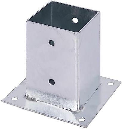 Alberts 211639 Aufschraubhülse | für Rund- oder Vierkantholzpfosten | feuerverzinkt | 91 x 91 mm