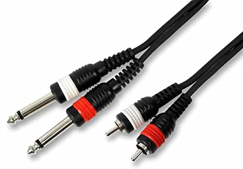 Pulse PLS00188-2 x jack mono da 6,35 mm a 2 connettori RCA a spina RCA, 1,5 m, colore: Nero