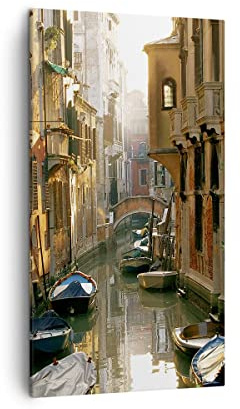 ARTTOR Leinwandbild 45x80 cm Wandbild Architektur Städte - 2532 | Venedig Brücke Wasser Vertikal Klein Wanddekoration Wohnzimmer Schlafzimmer Wandkunst Wanddeko Wand Kunstdruck Küche ARTTOR