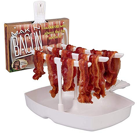 The Original Makin Bacon Microwave Bacon Dish - Makes Crispy Bacon in Minutes - Simple, Quick, and Easy to Use - Reduces Fat Content for a Healthier Meal - Molded in the USA