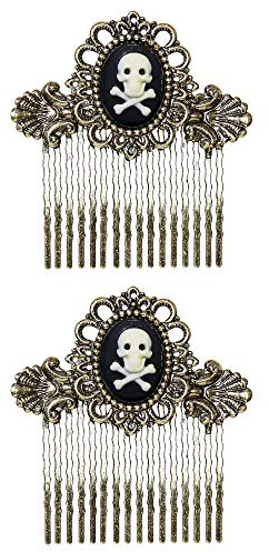 W WIDMANN MILANO Party Fashion 46750 - Kamm mit Totenkopf und gekreuzten Knochen, Haarschmuck, Pirat, Karneval, Mottoparty