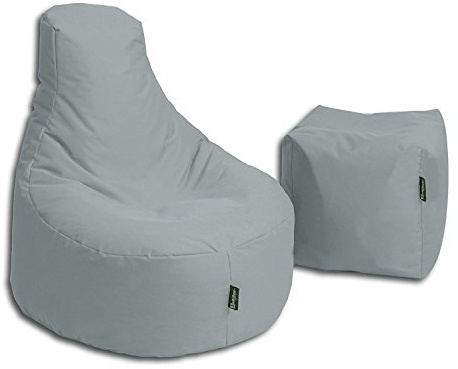 BuBiBag Sitzsack Stillkissen Set Kissen Lounge Gamer Sitzsack Sessel original Sitzkissen In & Outdoor geeignet fertig befüllt in 32 Farben (grau)