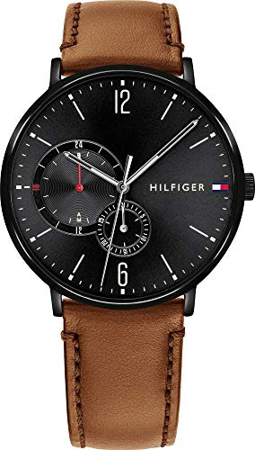 Tommy Hilfiger Multi Zifferblatt Quarz Uhr für Herren mit Braunes Lederarmband - 1791510