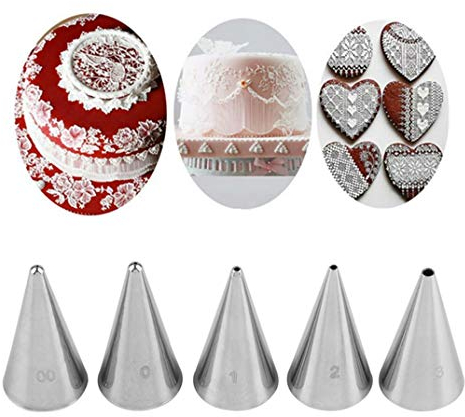 PhantomSky 5 Pièces Écriture de Douilles Pâtisserie en Acier Inoxydable, Poche à Douille Accessoires de Décoration Decorer votre Tarte, Biscuit, Pâtisserie, Bonbon, Gâteau, Cupcakes et Cookies