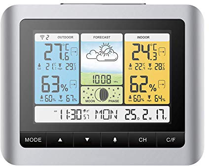 Station météo Digital Weather Station Wireless Color Forecast In/Outdoor Temperature Humidity Sensor Alarm Clock Barometer Thermometer