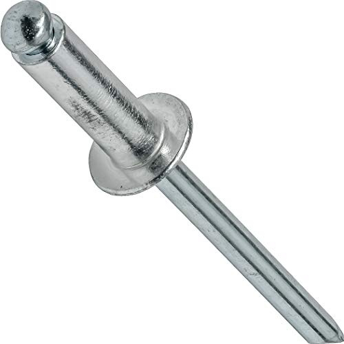 Fastenere Pop Rivets 3/32 x 1/8 (100 pcs) Aluminum Body Steel Mandrel, Heavy Duty, Open End, Low Carbon, Dome Head Blind Rivets, Corrosion Resistant & High Shear Strength, 3-2 Gap .020 - .125