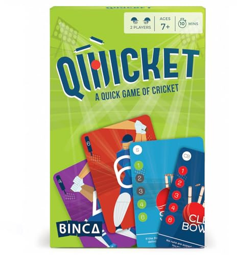 Binca Qwicket Cricket Card Game | Cricket Gifts for Boys, Men & Women | Fun Family Card Game for Kids & Teens Ages 7+ | 2 Player Travel Game | Gift for Cricket Lovers