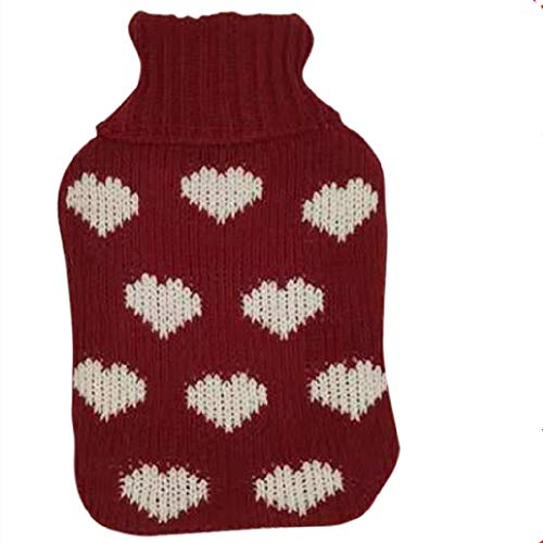 Housse bouillotte 2l Bouteille d'eau Chaude en Caoutchouc Motif rempli d'eau Sac d'eau Chaude Emballage tricoté bouillotte Tete 800ML