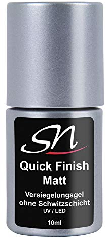 SN Nageldesign Quick Finish Matt Versiegelungsgel ohne Schwitzschicht UV LED Gel No Wipe Top Coat Überlack Gellack UV Nagellack Shellack Acryl matte 10ml