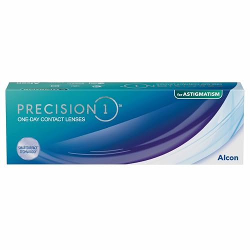 PRECISION1 Toric Tageslinsen weich | 30 Stück | BC 8.5 mm | DIA 14.5 mm | CYL 1.75 | ACHSE 130 | -04.75 Dioptrien | Weiche Tageslinsen für Astigmatismus sind einfach zu tragen und hand zu haben. Mit BC 8.5 mm und DIA 14.5 mm