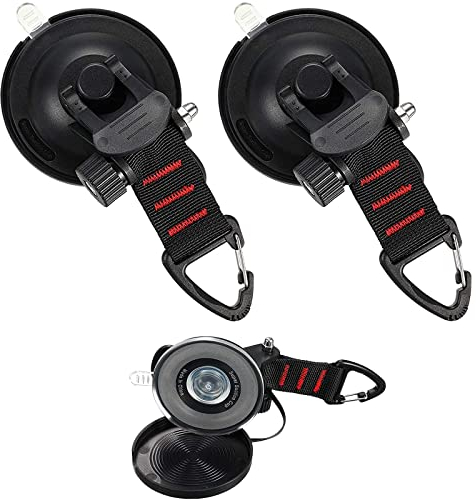 Ventouse avec Fixation du Crochet d'Arrimage, Crochet de Fixation de Ventouse Auvent pour Tentes Latéral de Voiture Accessoire de Bâche de Camping (2 Pièces)