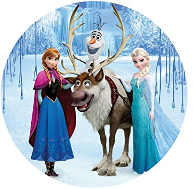 Tortenaufleger Frozen Anna, Elsa, Olaf und Sven, rund 20cm Fondantpapier PREMIUM