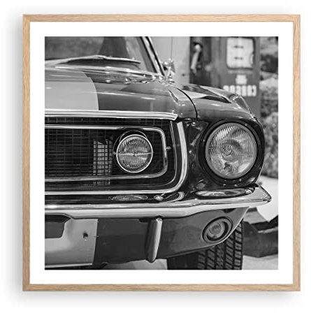Decorativi Stampa da Parete 60x60cm Poster da Parete Ford Mustang Mach Cucina Decorazione Murale Wall Art Cornice Rovere Chiaro Quadri Moderni Soggiorno Camera da Letto Immagini - P2NAC60x60-4619