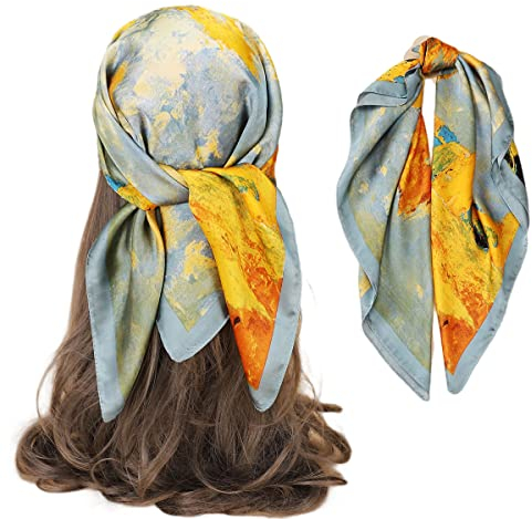 FAIRYGATE Seidenschal Damen Seidentuch 100% Seide Tuch Halstuch Damentuch mehrfarbig bedruckt 70 x 70 cm 29010