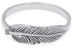 Mana'o Anillo de Plata Pluma Talla 9