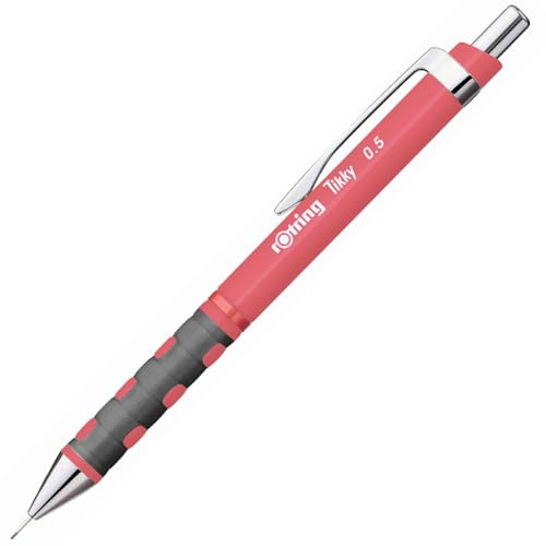 rOtring Tikky-Druckbleistifte in Pastellfarben | HB 0,5 mm | Tea Rose | mit angenehmem gummiertem Soft-Touch-Griff | 12 Stück