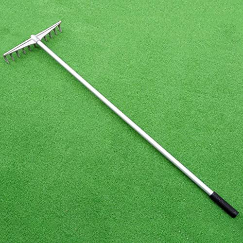 Rastrillo de césped, rastrillo de nivelación de césped de Hojas de jardín, rastrillo de búnker de Arena de Golf, Cabeza y Varilla de Aluminio, Adecuado para Campos de Golf de Playa