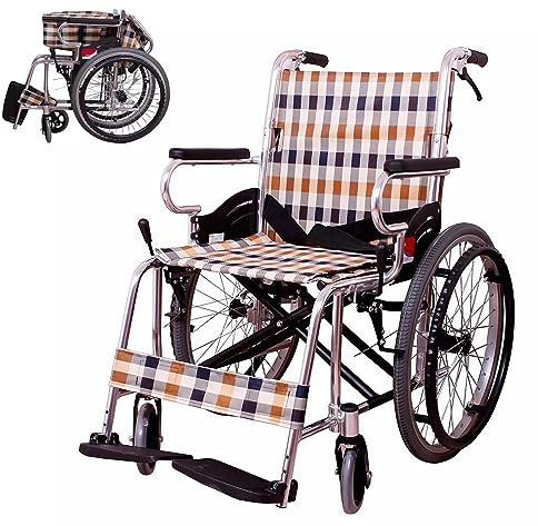 GHBXJX Rollstuhl Leicht Faltbar Reiserollstuhl für Erwachsen, Ultraleicht Rollstühle für die Wohnung und Unterwegs, Aktivrollstuhl, Klappbare Rückenlehne, 43cm Sitzbreite