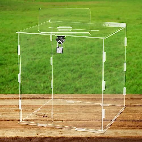 WAITLOVER Urne de mariage en acrylique avec serrure - Tirelire transparente pour fête, remise de diplôme, anniversaire, fête prénatale