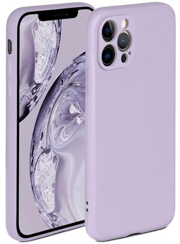 ONEFLOW Mjukt fodral för iPhone 12 Pro, silikonskal med kameraskydd, silikonskal med ökat skydd för display, bakskydd, mjukt mobiltelefonfodral, syren