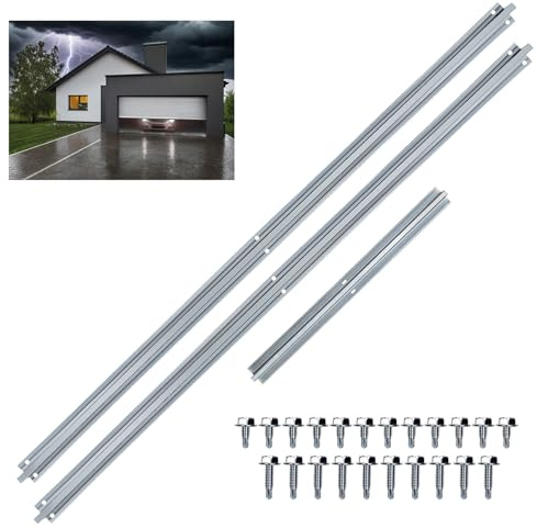 16ft Garage Door Bracket Strut,Heavy-Duty Steel Garage Doors Reinforcement Bracket,Double Door Garage Replacement Panels Repair Kits Track Rails Accessories 16Foot,Hurricane&Storm Support Top Bracket