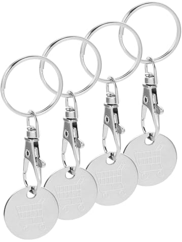 4pcs Trolley Tokens Keychain Portable Shopping Cart Keyring Pendant Quarter Holder for Supermarket Carts Key Decoration