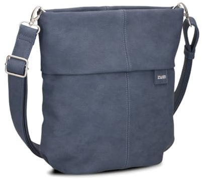 Zwei Damen Handtasche Mademoiselle.M M90 Umhängetasche 6 Liter klassische Crossbody Bag, weiches Kunstleder, Schulter-Tasche inklusive zweitem kurzen Gurt (nubuk-blue)