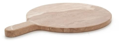 Kalu creations Tabla de cortar de cocina de mármol redonda profesional con mango tabla bandeja de comida lavable - Marrón brillante