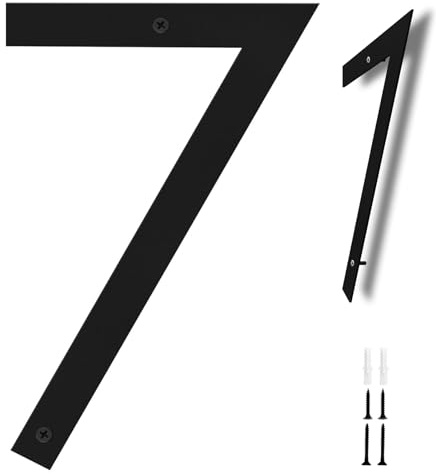 Powerful Large House Numbers 12 Inch Black Metal Door Number 7 for Outside | Modern 3D Floating Design, Weatherproof Numbers with Screws, for Front Door, Wooden Gates, Wall Mounted Street Address Signs
