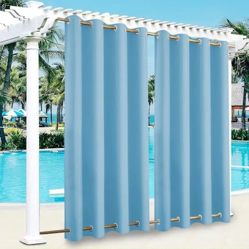 BAYUE Outdoor Vorhang Wetterfest mit Ösen,Oben und Unten (Individuelle Farben und Größen erhältlich) Blickdicht Wasserdicht Outdoor Gardine 1 Stück für Garten Terrasse Pavillon Veranda Balkon