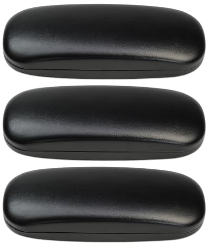 K KAREZOG Brillenetui Hardcase 3 Stücke,Schwarz Brillenetui PU Leder | Hartschalen Brillen Etui für Damen Herren,Hart Glasses Case,Brillenhülle,Sonnenbrillen Etui