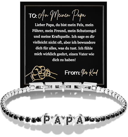 FANCIBAND Vatertagsgeschenk für Papa Tennisarmband Herren Edelstahl mit Gravur PAPA, herrenschmuck Papa Geschenk Vatertag Geburtstag Bonus Papa Stiefvater Thanksgiving Weihnachtst