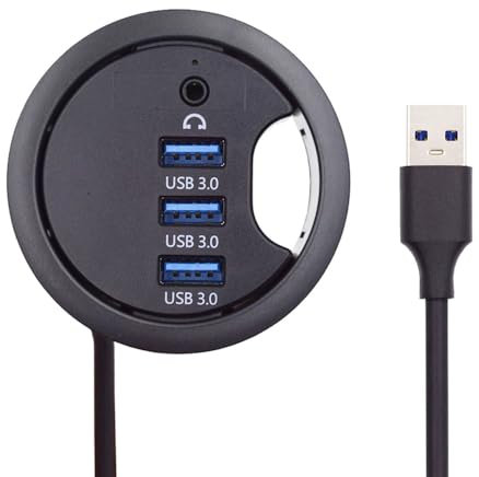 xiwai Hub répartiteur USB 3.0, carte son 3 ports USB multiport extenseur de 60 mm pour bureau, station d'accueil, casque, micro interface audio pour ordinateur de bureau