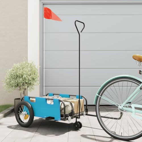 LAPOOH Fahrradanhänger Blau Oxford-Gewebe und Eisen, Fahrrad Anhänger, Lastenanhänger, Handwagen, Fahrrad-lastenanhänger, Lastenfahrrad - 94184