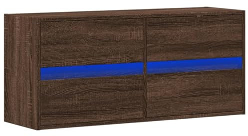 vidaXL TV Wandschrank, TV Schrank Lowboard mit LED-Beleuchtung, Hängeschrank Fernsehschrank für Wohnzimmer, Fernsehtisch TV Board Hängend, Braun Eichen-Optik