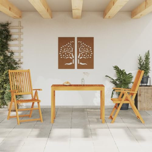 Lauuoeriau Gartenmöbel-Set, 3-teilig, Massivholz, Akazie