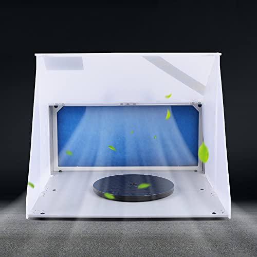 WOLEGM Aerografo, impianto di aspirazione portatile, 3 m³/min, con luci a LED, maniglia e piedini in gomma, per modello, artigianato, unghie, hobby, bianco