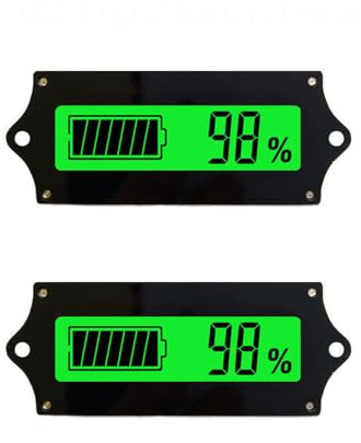 2 medidores de batería, 48 V de capacidad de batería de plomo ácido con pantalla LCD, indicador digital de estado de la batería para baterías de plomo-ácido y iones de litio