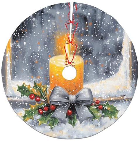 Base per albero di Natale con agrifoglio, decorazione invernale dorata per feste, elegante stile natalizio per interni ed esterni, 121 cm